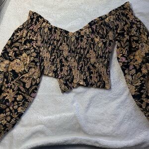 Free People “Peplum Dreams” Floral Off-Shoulder Top – Size S (New with Tags)